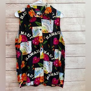 ‎VINTAGE AVANTI BOLD HAWAIIAN PRINT TOP